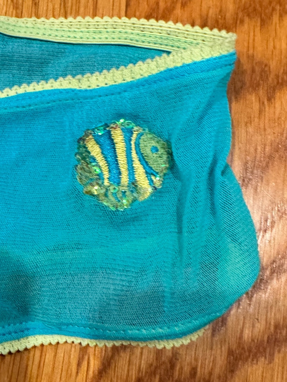 No Boundaries Teal Blue Hipster Mesh Briefs Yellow Green Lace Trim Small S 5 - Picture 3 of 3